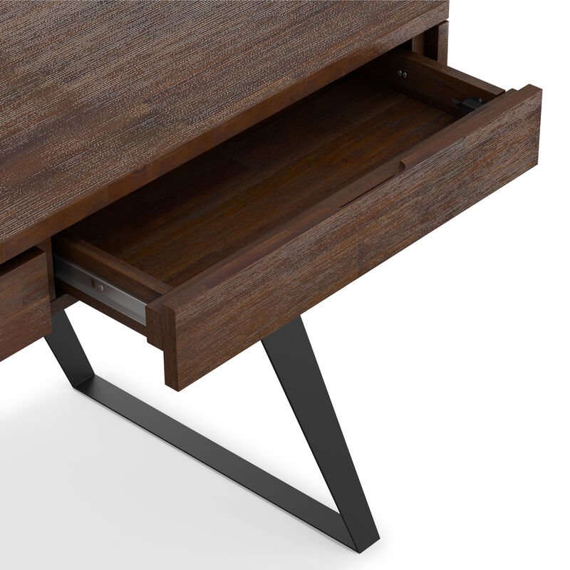 Lowry SOLID ACACIA WOOD Modern Industrial 72 inch Wide Large Desk in Distressed Charcoal Brown image number 6