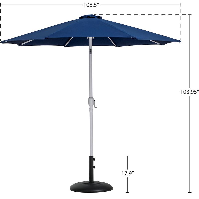 Meridian Furniture Fiji Navy Fabric / Matte Black Aluminum Patio Umbrella with Base Sets