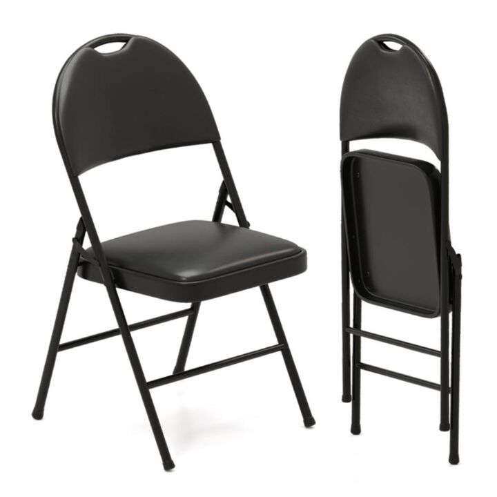 Hivvago 2 Pack Padded Folding Chairs with Metal Frame and Carry Handle