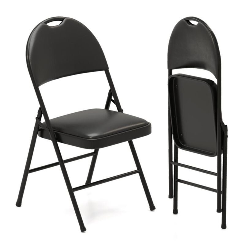 Hivvago 2 Pack Padded Folding Chairs with Metal Frame and Carry Handle
