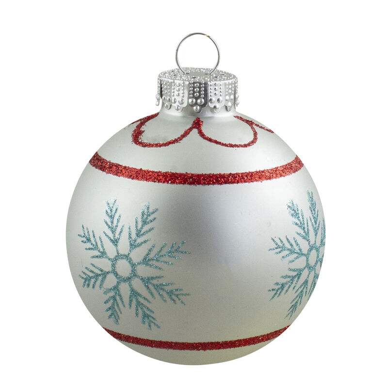 4ct Silver and Blue Snowflake Glass Ball Christmas Ornament 2.75" (70mm) image number 5