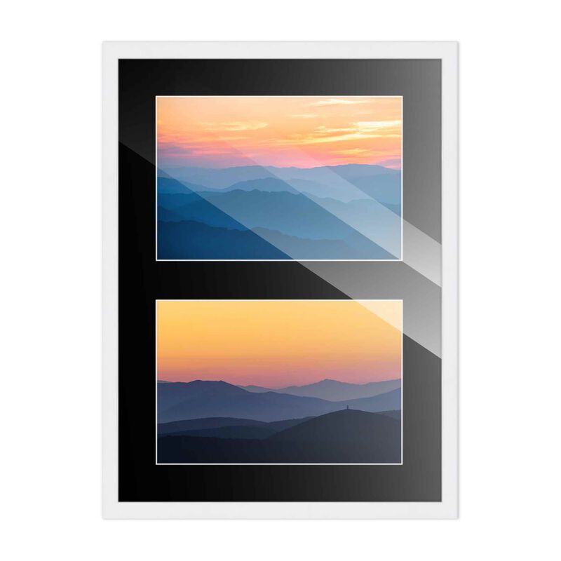 8x10 Wood Collage Frame with Black Mat for 2 4x6 Pictures