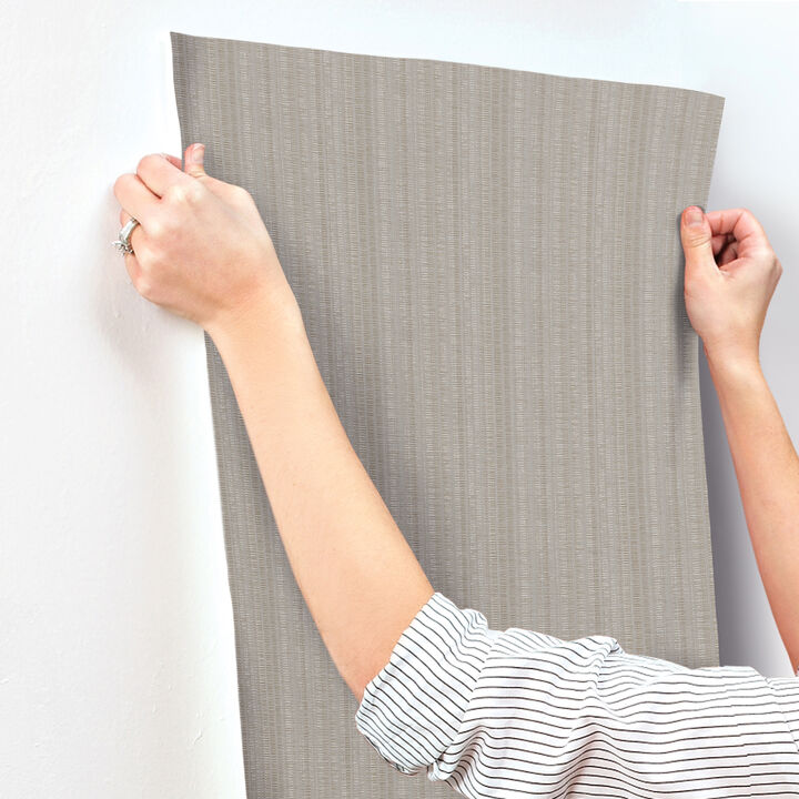 Line In The Sand Taupe Woven Stripe Wallpaper