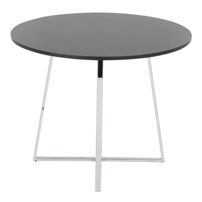LumiSource Chrome Metal, Black MDF Canary Cosmo Dining Table