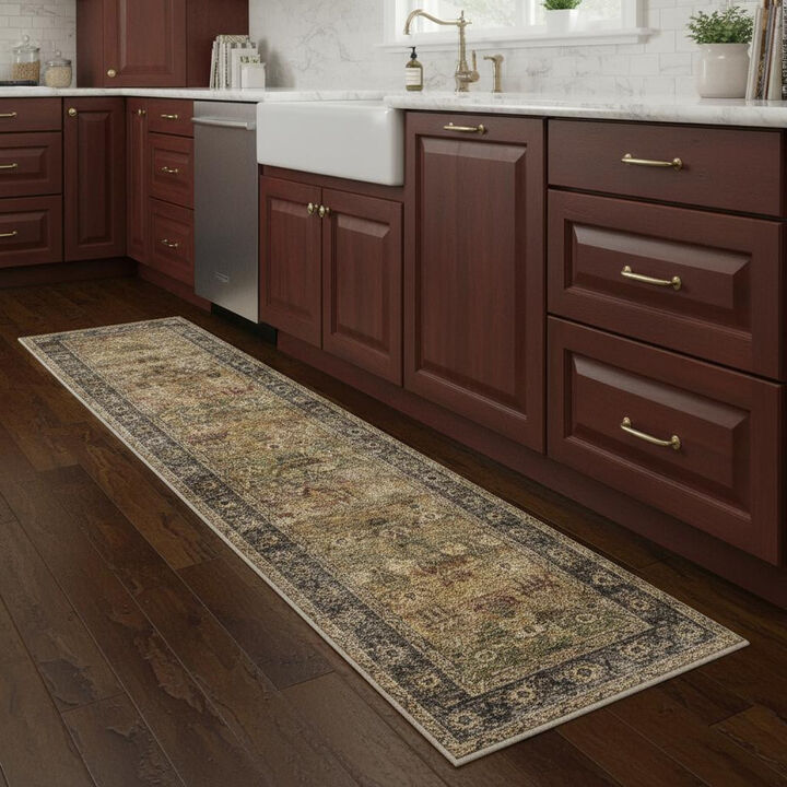 HomeRoots Floral Medallion Washable Area Rug