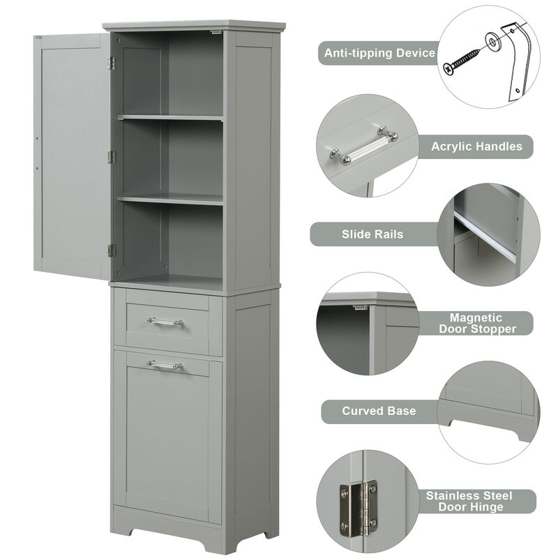 Merax Tall Bathroom Storage Cabinet with Adjustable Shelf