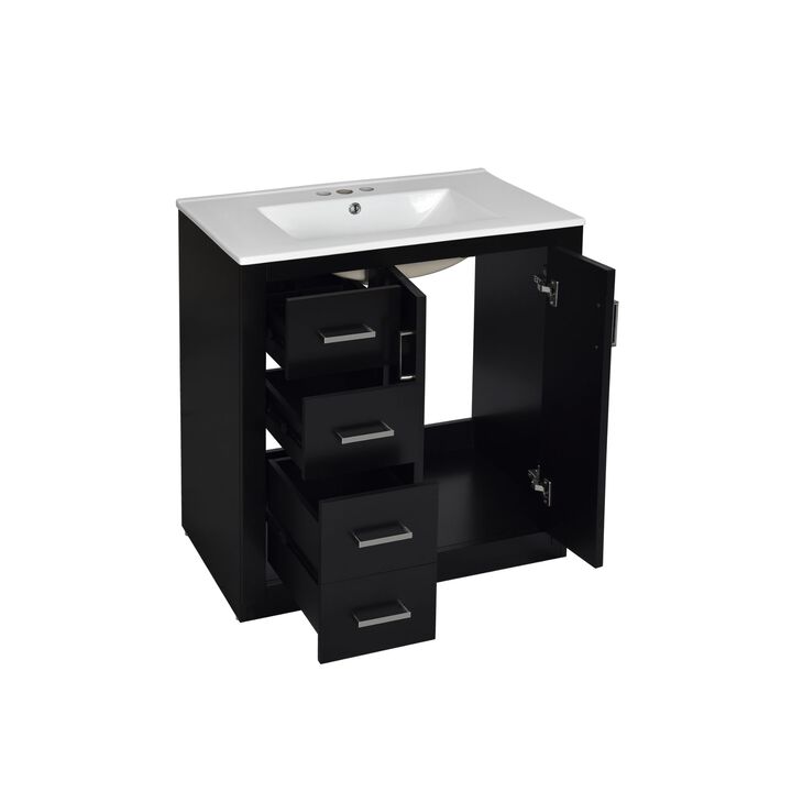 ELEMENT ACE Modern 30-Inch Bathroom Vanity with Ceramic Sink Combo and Storage Cabinet