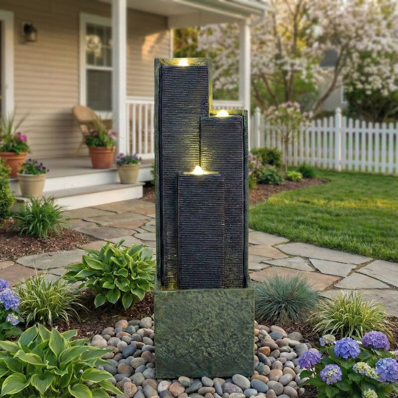 39'' H Outdoor Water Fountain Modern Cascading Freestanding Fountain image number 1