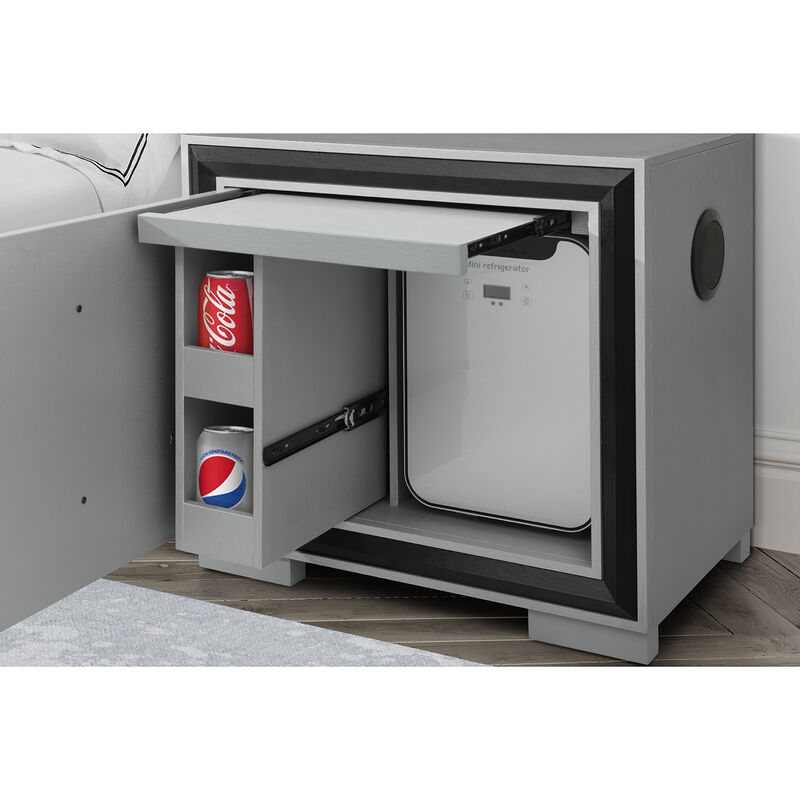 Amelia Grey Black Nightstand with Cooler and Speaker image number 2