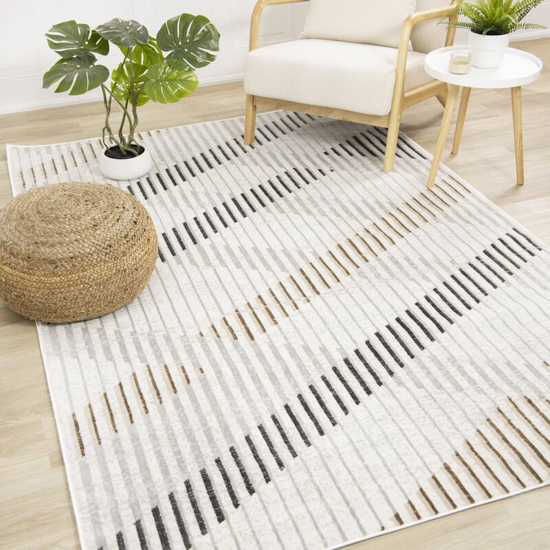 Novelle Home Washable Distressed Brown Cream Indoor Area Rug, 5'3 x 7'7 image number 6