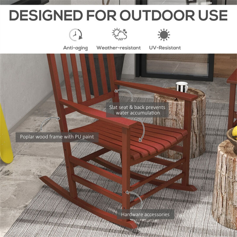 Weather-Resistant 2 Piece Rocking Chair for Outdoor Patio and Garden Comfort
