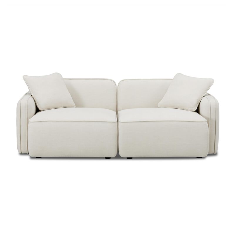 Travie Sand Upcycled Linen Modular Loveseat image number 2