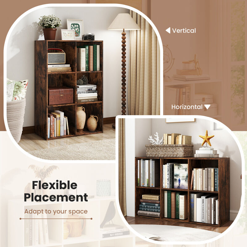 Modern 6-Cube Bookcase with Anti-Tip Kit for Home Storage image number 6