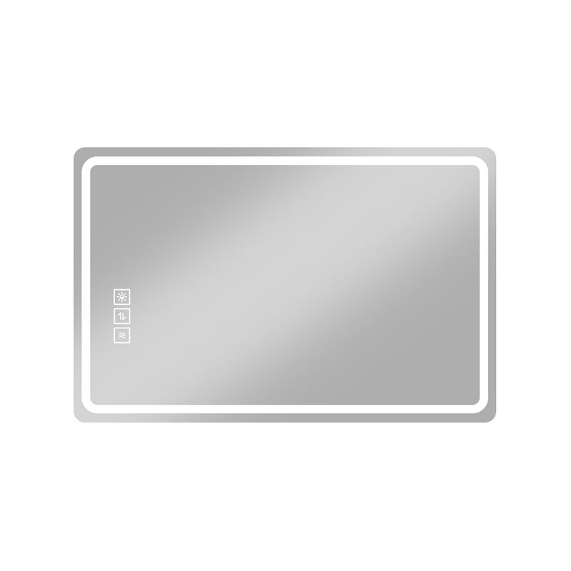 HomeRoots 32" Silver Lighted Frameless Anti Fog Bathroom Vanity Mirror image number 0