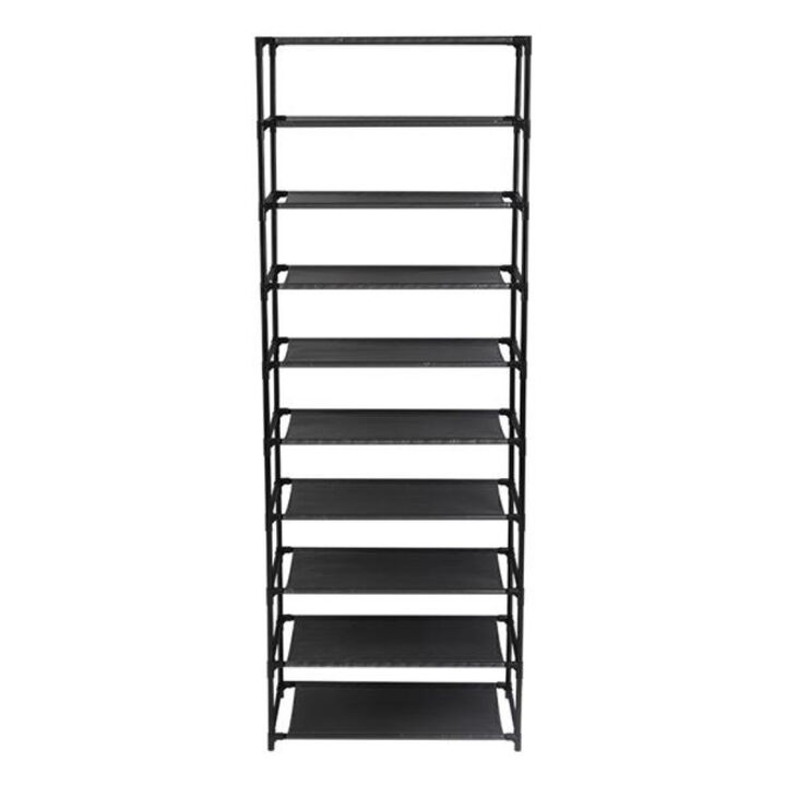10-Tier Shoe Rack with Stackable Shelves, Stainless Steel Frame, 50 Pairs Shoe Capacity