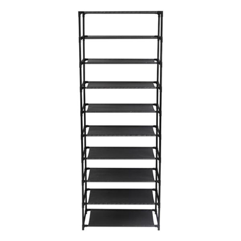 10-Tier Shoe Rack with Stackable Shelves, Stainless Steel Frame, 50 Pairs Shoe Capacity