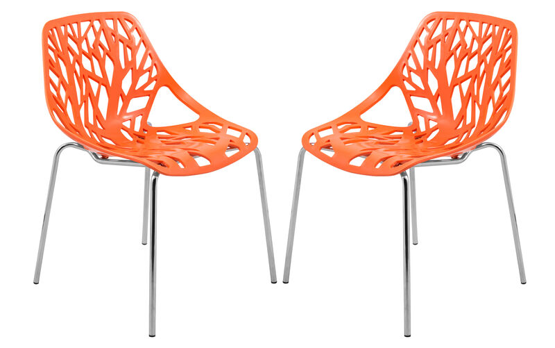 LeisureMod Asbury Dining Stackable Chair in Polypropylene Seat and Chrome Legs Set of 2 image number 0