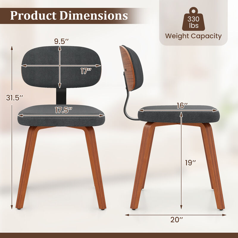 Set of 4 Chenille Upholstered Wooden Dining Chairs for Kitchen and Dining Room image number 2