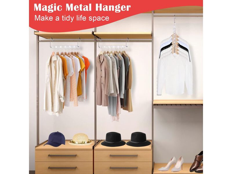 12-Pack Space-Saving Hangers for Clothes | Collapsible Metal Hangers Organizer image number 1