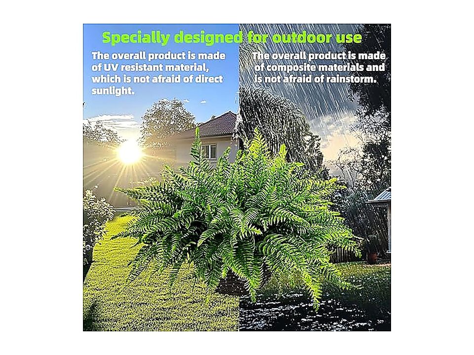 Outdoor Fake Hanging Fern Artificial Ferns 2 Pack Large Faux Boston Bushes UV