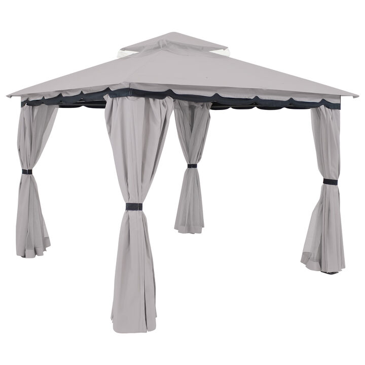 Sunnydaze 10 ft x 10 ft Soft Top Polyester Gazebo with Privacy Wall