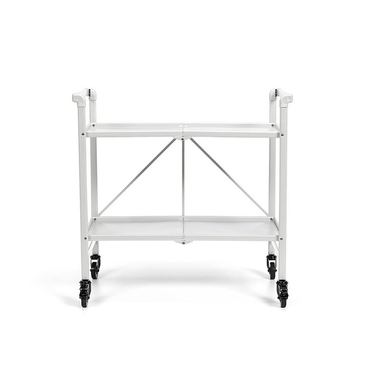 Outdoor and Indoor Folding Serving Cart with Wheels and 2 Shelves