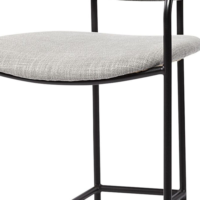HomeRoots 27" Gray And Black Upholstered And Metal Counter Height Bar Chair image number 5