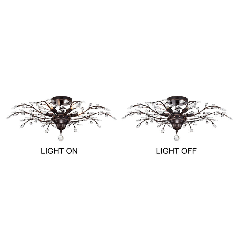 Grace 5-light Antique Copper Finish Crystal Leaves Flush Mount image number 8