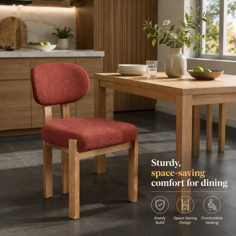 GOODSILO Mid-Century Modern Upholstered Wooden Dining Chairs Set of 2, Sturdy Space-Saving Seating for Kitchen and Dining Room Small Spaces image number 4