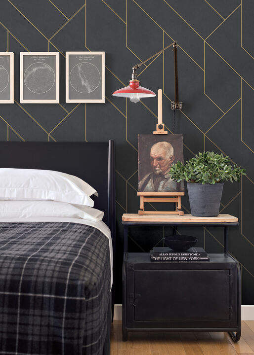 Pollock Black Gilded Geometric Wallpaper