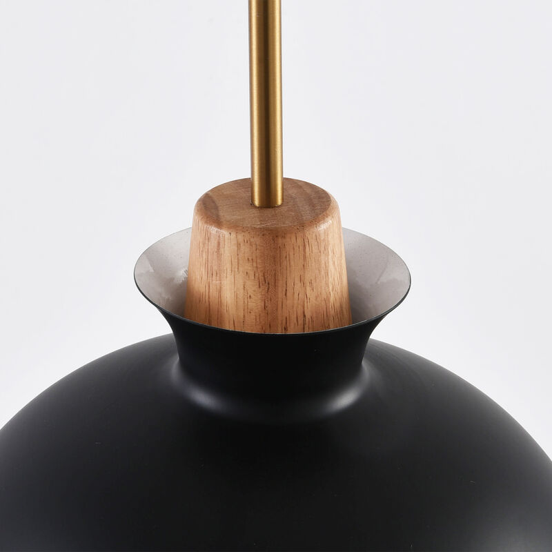 11" Modern Black Dome Pendant Light with Adjustable Cord for Bedroom, Kitchen Island or Living Room image number 7
