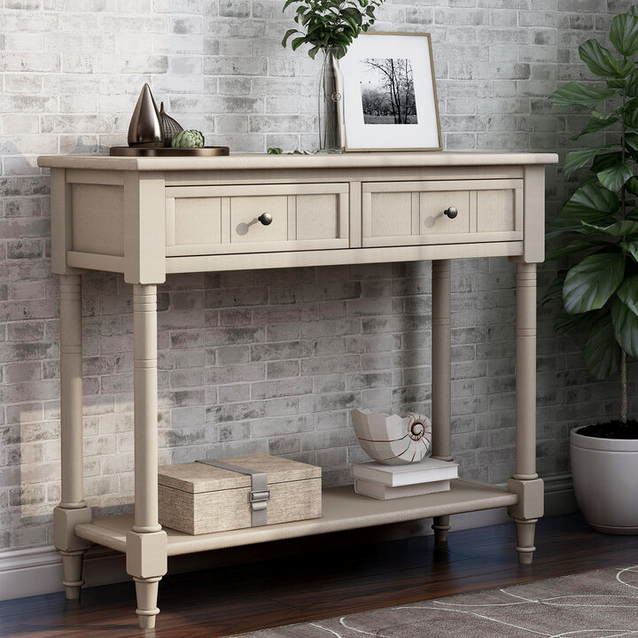 Daisy Series Console Table Traditional Design with Two Drawers and Bottom Shelf