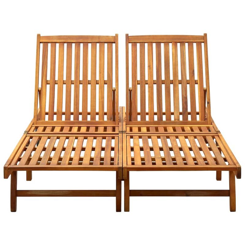Sunlounger Natural Wood Solid Acacia Wood Large