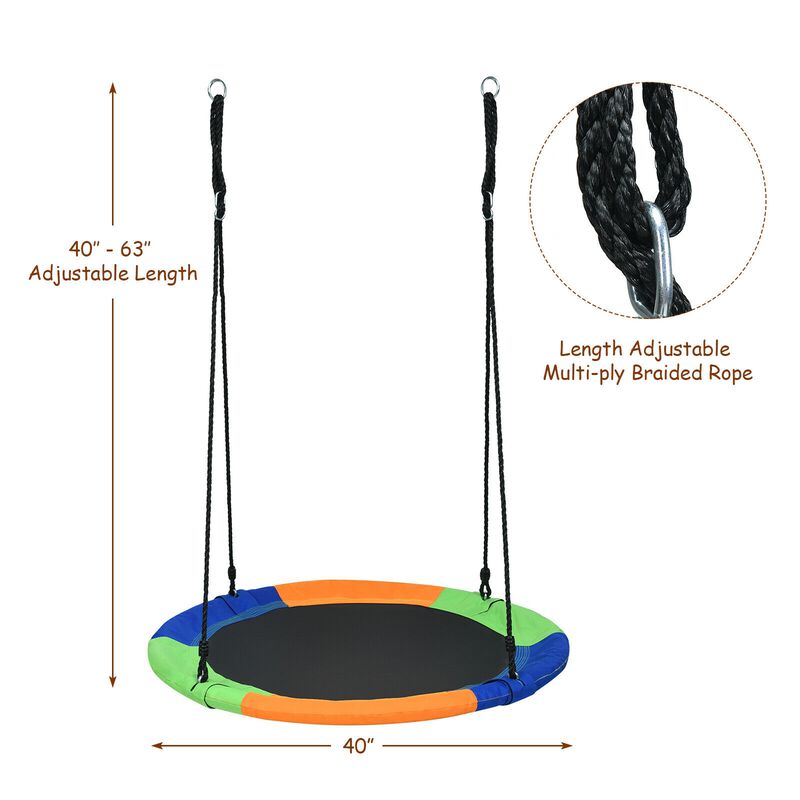 40-Inch Flying Saucer Tree Swing Outdoor Play Set with Easy Installation Process for Kids
