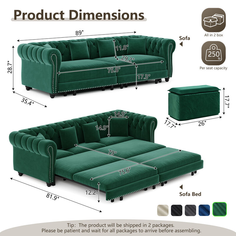 Cagrek Convertible Sleeper Sofa Bed image number 9