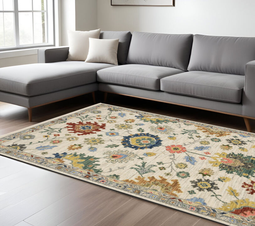 HomeRoots Oriental Area Rug With Fringe