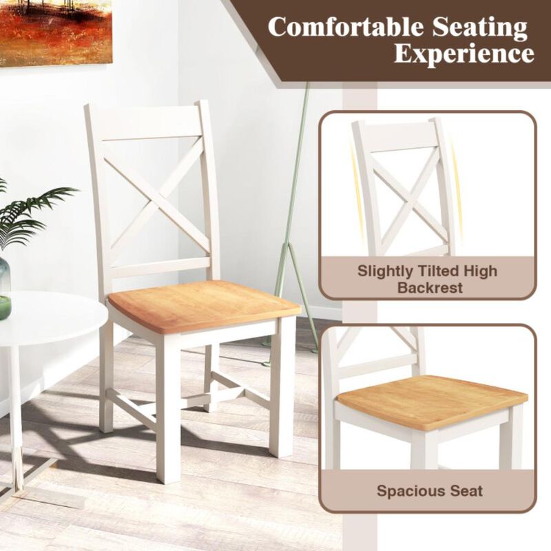 Hivvago Wooden Dining Chairs Set of 2 with High Back and Rubber Wood Frame