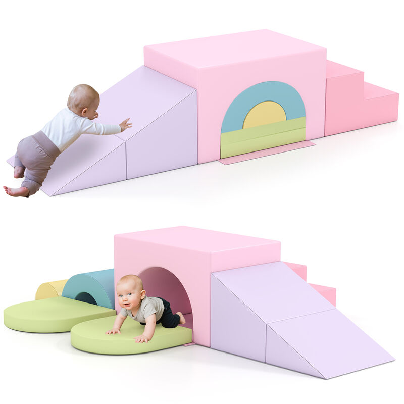Toddler Soft Play Set, 7-Piece Foam Climbing Blocks with PU Leather image number 3