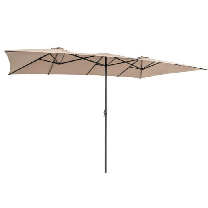 Hivvago Double-Sized Patio Umbrella with Crank Handle and Vented Tops