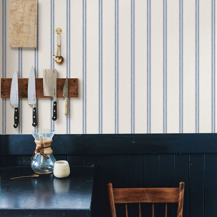 Johnny Navy Stripes Wallpaper (Set of 2)