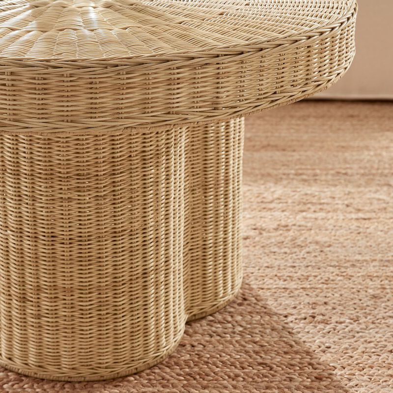 Ainsley 32 Inch Round Natural Rattan Coffee Table image number 7