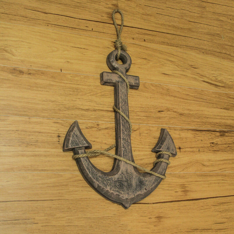 Natural Brown Finish Ship Anchor and Rope Nautical Wall Hanging image number 6
