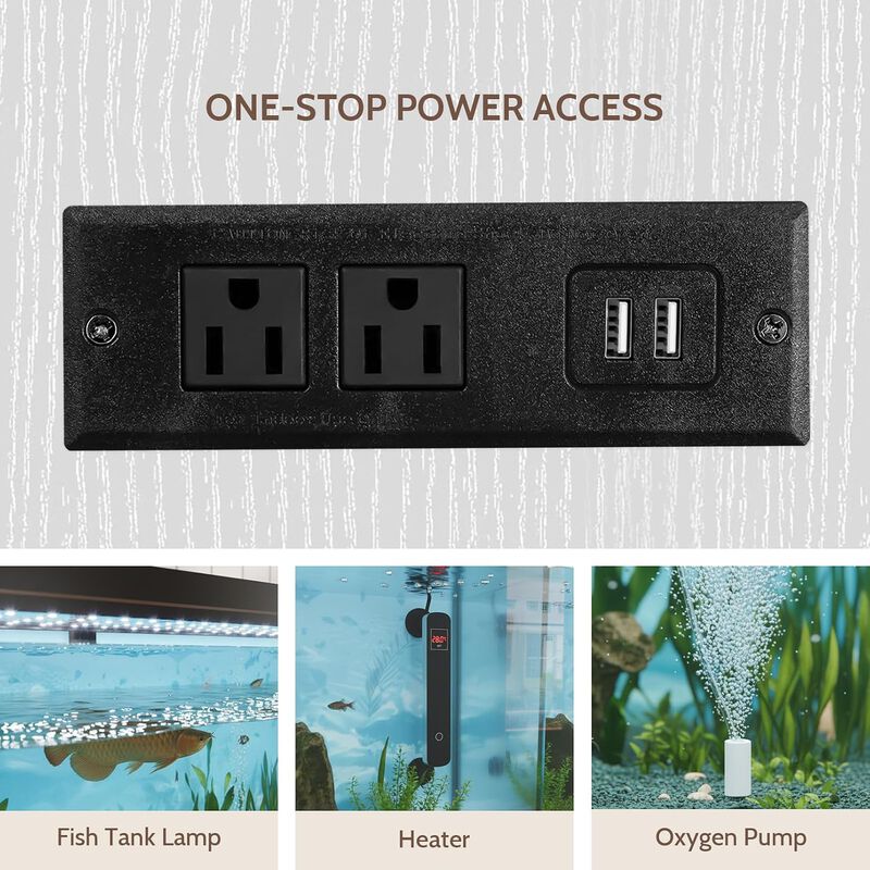 55-75 Gallon Fish Tank Stand with Power Outlet, Aquarium Stand with Cabinets, Shelves for Fish Tank Accessories, Farmhouse Fish Stand Up to 1000LBS image number 7