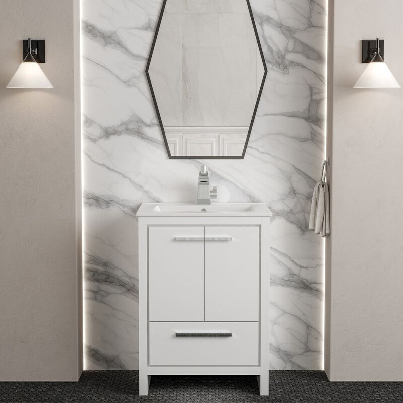 Virage 24" Freestanding Bathroom Vanity in White with Sink Top image number 5