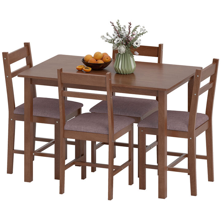 Hivvago Solid Wood Dining Table Set with Upholstered Chairs