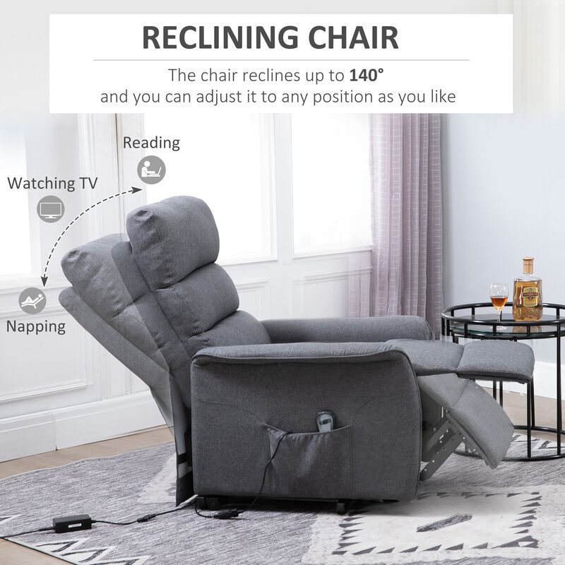 Gray Assisted Relaxation: Electric Lift Recliner Chair for Elderly