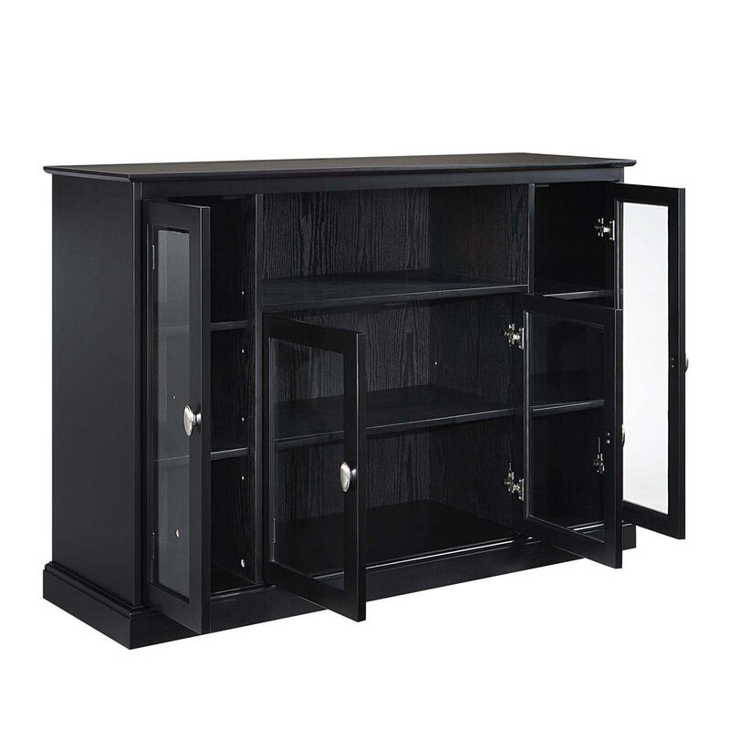 Convenience Concepts Summit Highboy TV Stand with Storage Cabinets and Shelves, Black Finish