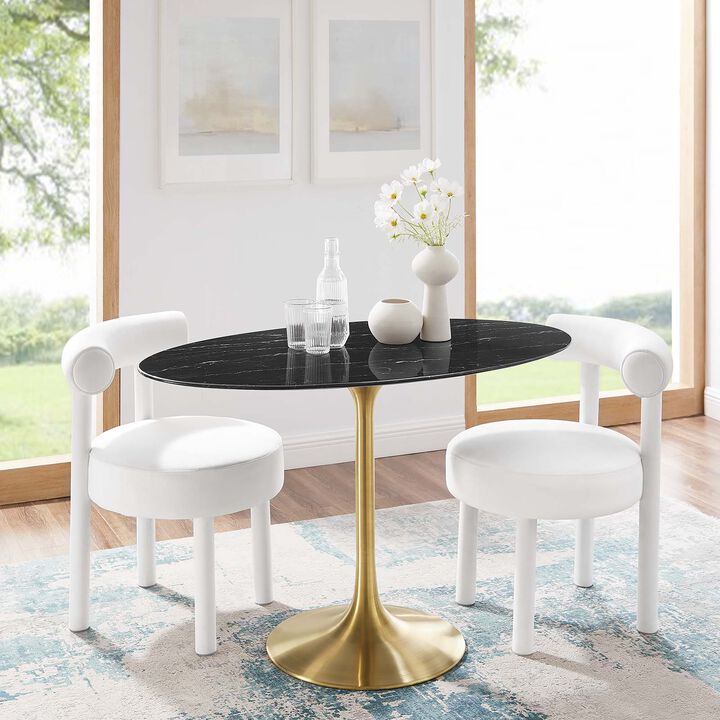 Modway - Lippa 48" Oval Artificial Marble Dining Table Gold Black