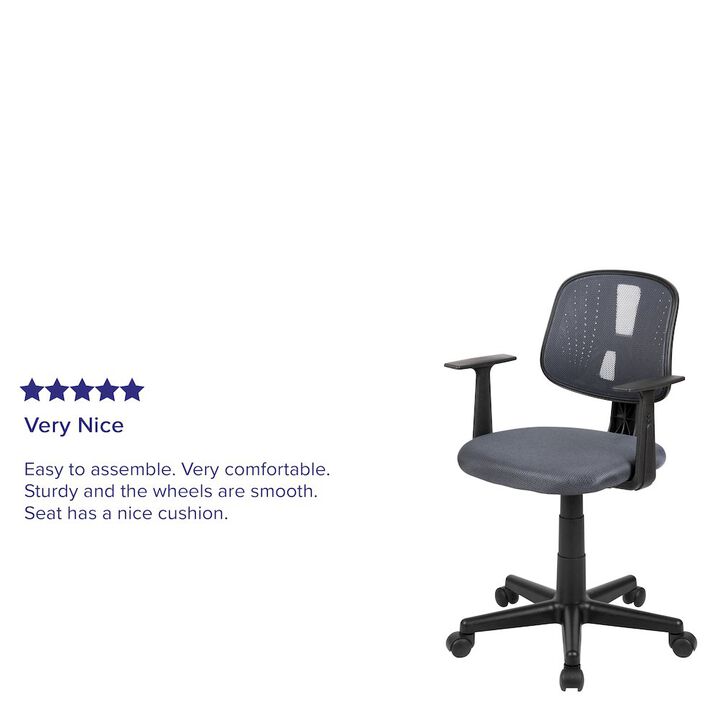 Flash Furniture Mid-Back Gray Mesh Swivel Task Office Chair with Pivot Back and Arms