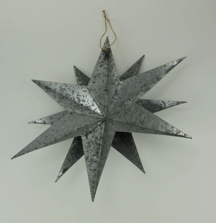 Rustic Galvanized Metal 12 Pointed Star Wall Sculptures Set of 3